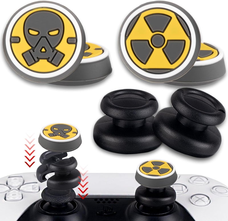 PlayRealm NO Falling Off Thumbstick Extender x 2 & Thumb Grip x 4 for PS5 & PS4 Controller (Fallout) - Image 1